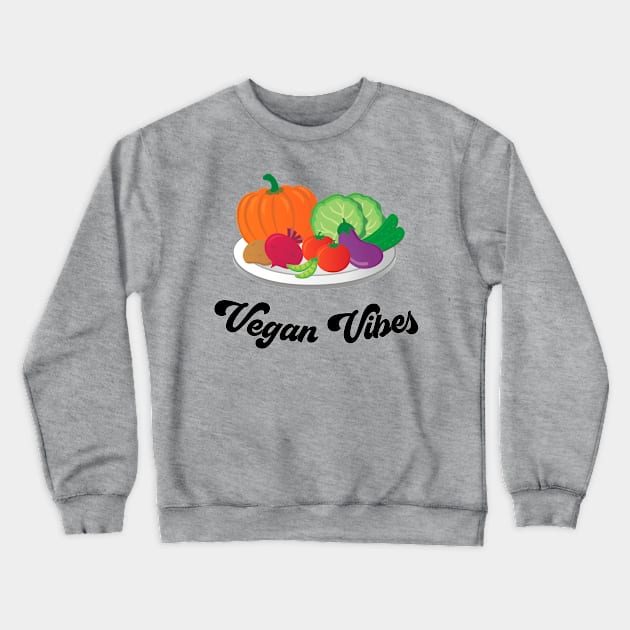 Vegan Vibes Vegetable Plate Crewneck Sweatshirt by Whimsical Frank